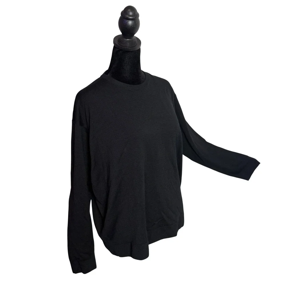 Straven‎ Machine Washable Wool Black Sweater Men L Minimalist Academia Pullover